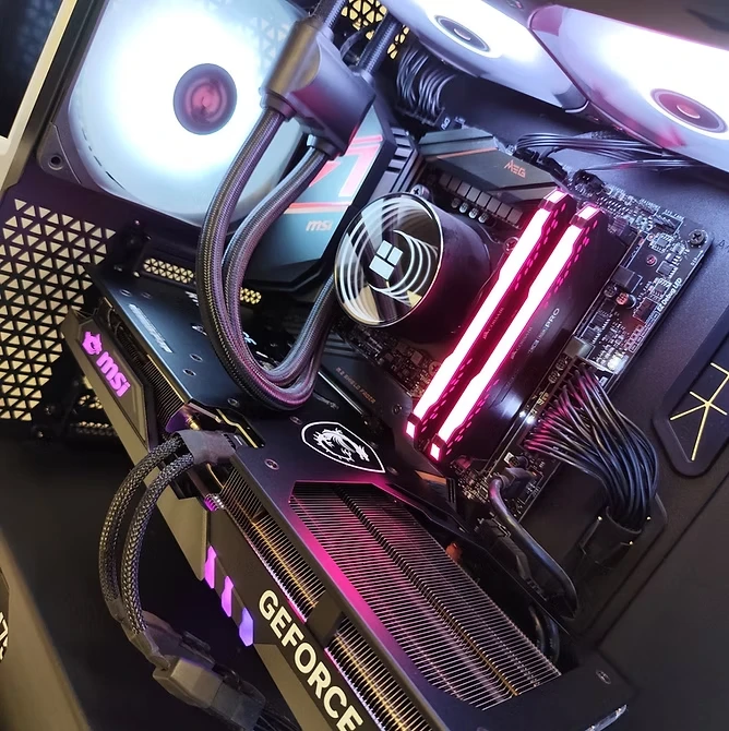 Custom-built RGB gaming PC internals