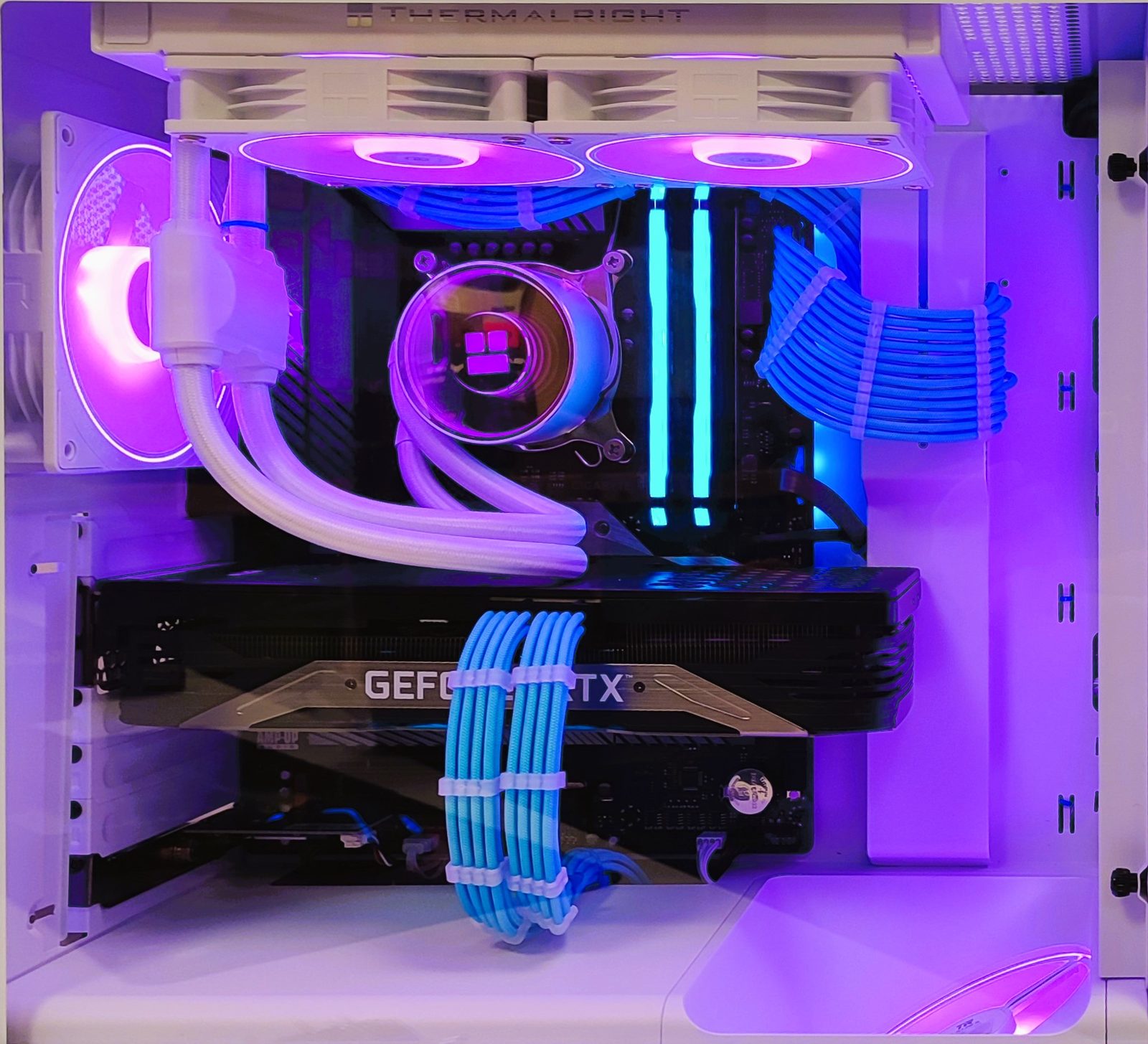 RGB-lit internals of a custom gaming PC build